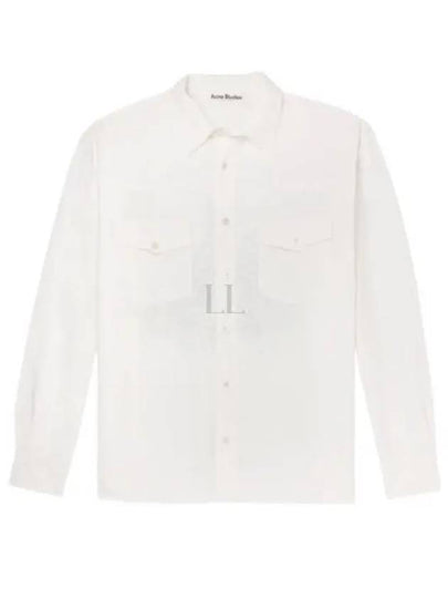 Logo Graphic Print Button Up Long Sleeve Shirt White - ACNE STUDIOS - BALAAN 2