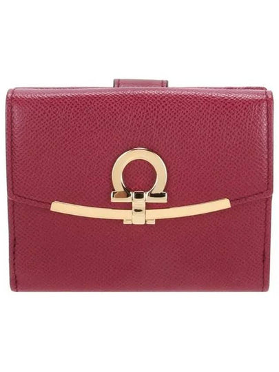 Gancini Leather Half Wallet Melagrana - SALVATORE FERRAGAMO - BALAAN 2