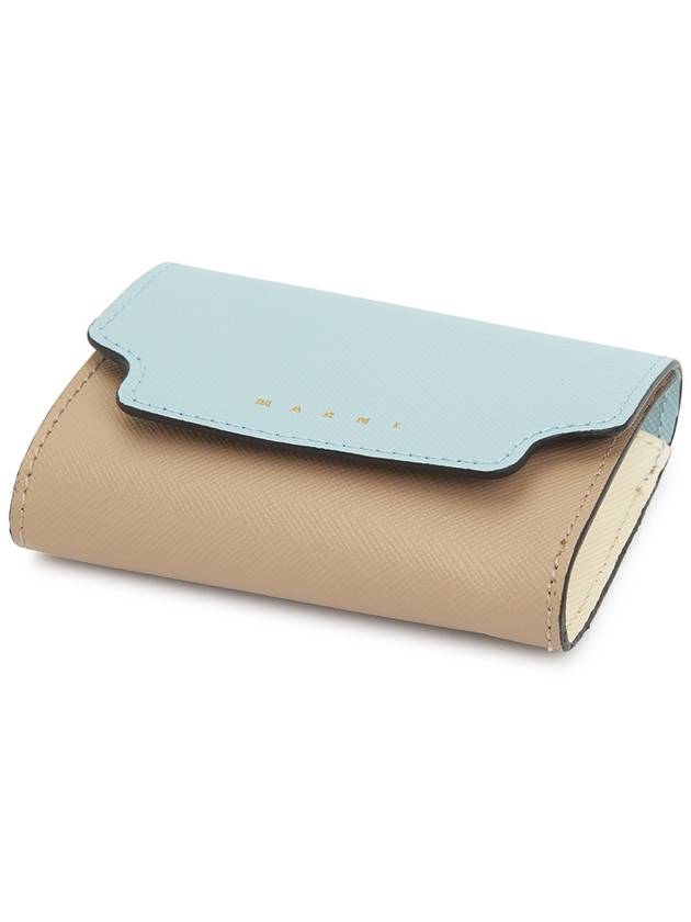 Saffiano Leather Card Wallet Blue - MARNI - BALAAN 4