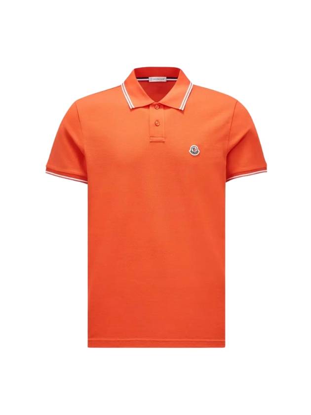 Logo Patch Cotton Polo Shirt Orange - MONCLER - BALAAN 1