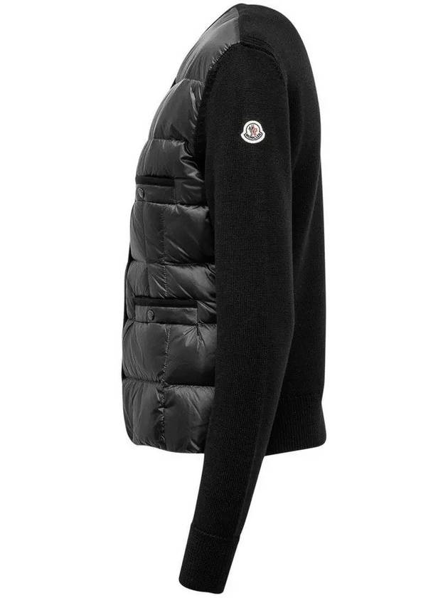 Logo Knit Mix Padded Cardigan Black - MONCLER - BALAAN 5