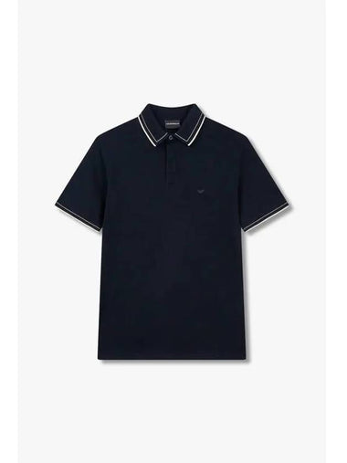 Men s Line Trim Easy Pique Shirt Navy - EMPORIO ARMANI - BALAAN 1