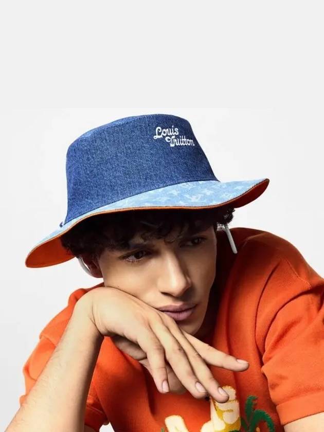 Denim Patchwork Explorer Embroidery Reversible Bucket Hat Safari Bungeoji M7537M - LOUIS VUITTON - BALAAN 1