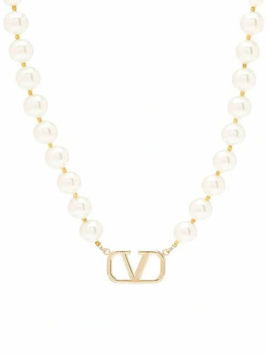 Metal Swarovski Pearl V Logo Signature Necklace 4W0J0P13 UXM 0O3 - VALENTINO - BALAAN 1