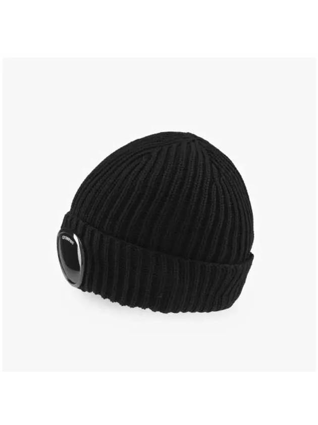 Goggle Detail Ribbed Beanie Black - CP COMPANY - BALAAN 5