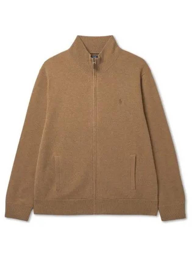 Wool Full Zip Sweater Brown - POLO RALPH LAUREN - BALAAN 1