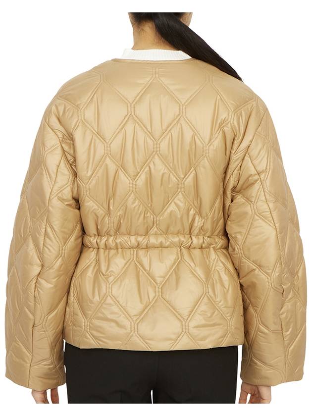 Women's Quilted Recycled Nylon Down Zip-Up Jacket Beige - GANNI - BALAAN 6