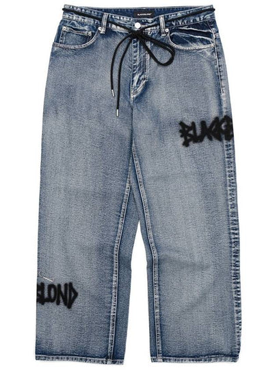 Graffiti Metal Logo Denim Pants Smoke Blue - BLACKBLOND - BALAAN 2