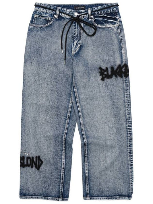 BBD Graffiti Metal Logo Denim Pants Smoke Blue - BLACKBLOND - BALAAN 1