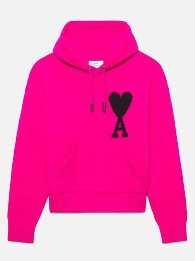 Jacquard Large Heart Logo Hood Pink - AMI - BALAAN 2