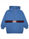 Kids Logo Label Cotton Half Zip-Up Hoodie Blue - GUCCI - BALAAN 2