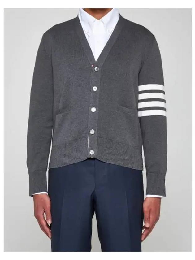 Milano Stitch 4-Bar Cardigan Medium Grey - THOM BROWNE - BALAAN 4