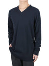 Stitched V-neck Wool Knit Top Navy - MAISON MARGIELA - BALAAN 2