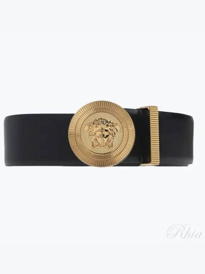 Medusa Buckle Leather Belt Black - VERSACE - BALAAN 2