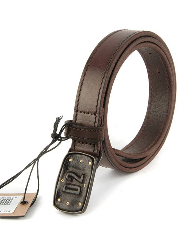 Women's Logo Buckle Leather Belt Brown - DSQUARED2 - BALAAN 2