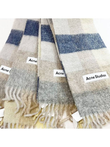 Check Mohair Muffler Vanilla Beige Lavender - ACNE STUDIOS - BALAAN 7