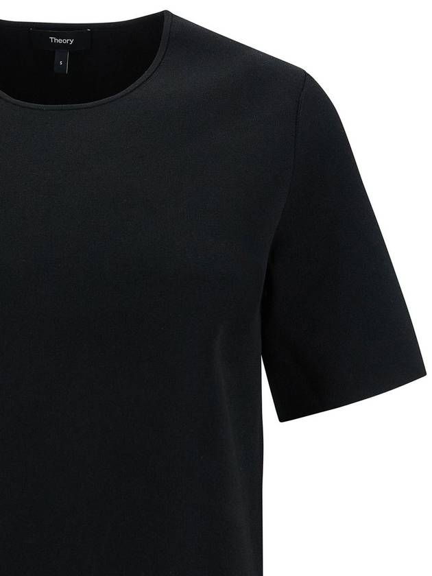 Black T-Shirt With U Neckline In Viscose Blend Woman - THEORY - BALAAN 3