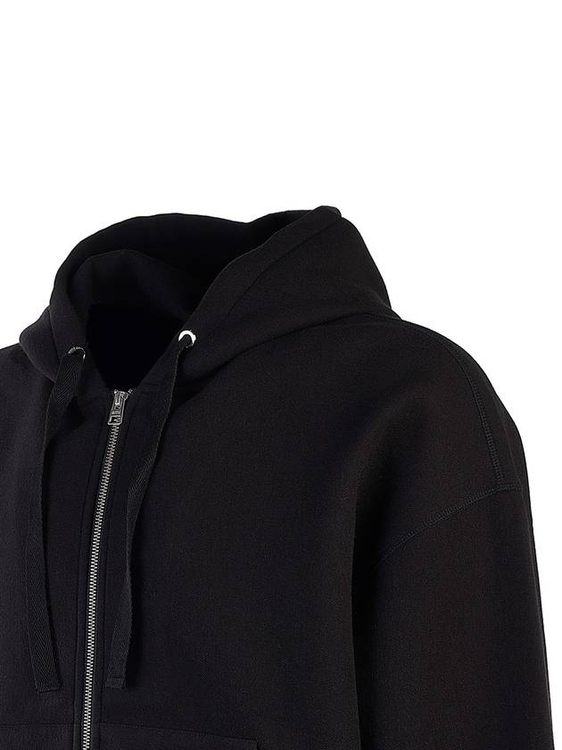 Wool Viscose Zip-Up Hoodie Black - AMI - BALAAN 6