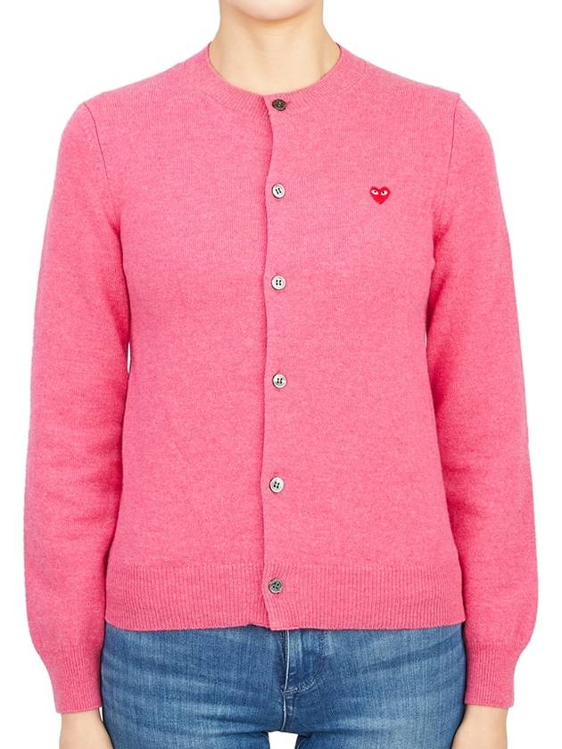 Play Women's Small Red Wappen Cardigan P1 N079 4 Pink - COMME DES GARCONS PLAY - BALAAN 2