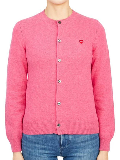 Small Red Heart Wappen Cardigan Pink - COMME DES GARCONS PLAY - BALAAN 2