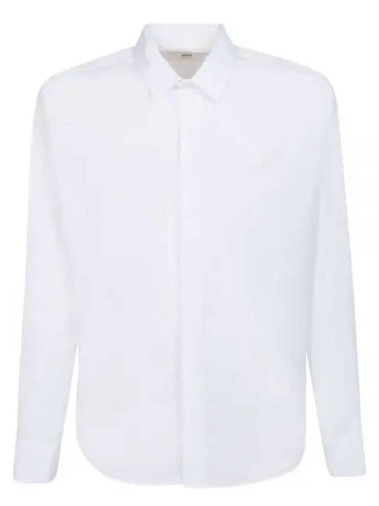 Tonal Heart Logo Long Sleeve Shirt White - AMI - BALAAN 2