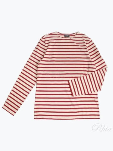 6870 Ecru Pearl Mountain Meridien Modern Stripe Long Sleeve T shirt - SAINT JAMES - BALAAN 1