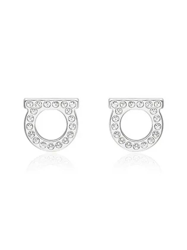 Gancini Crystal Small Earrings Silver - SALVATORE FERRAGAMO - BALAAN 3