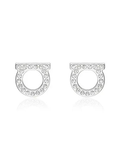 Gancini Crystal Small Earrings Silver - SALVATORE FERRAGAMO - BALAAN 2