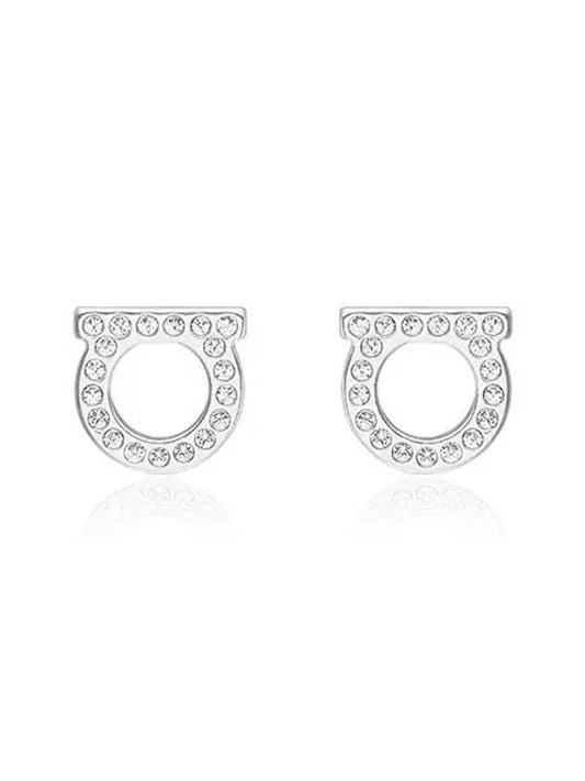 Gancini Crystal Small Earrings Silver - SALVATORE FERRAGAMO - BALAAN 2