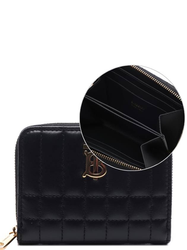 Lola Zipper Quilted Leather Half Wallet Black - BURBERRY - BALAAN 3