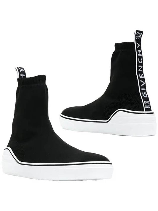 Back Logo Band V Knit Mid High Top Sneakers Black - GIVENCHY - BALAAN 2