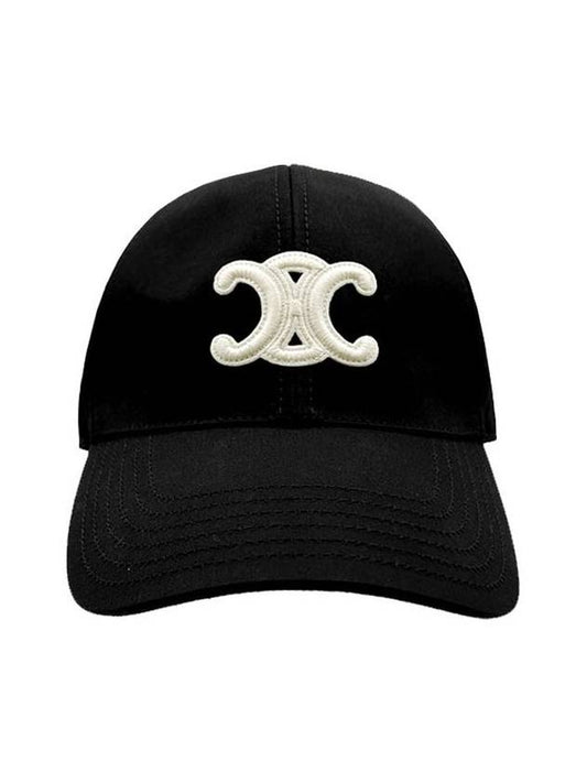 Triomphe Logo Cotton Ball Cap Black - CELINE - BALAAN 2