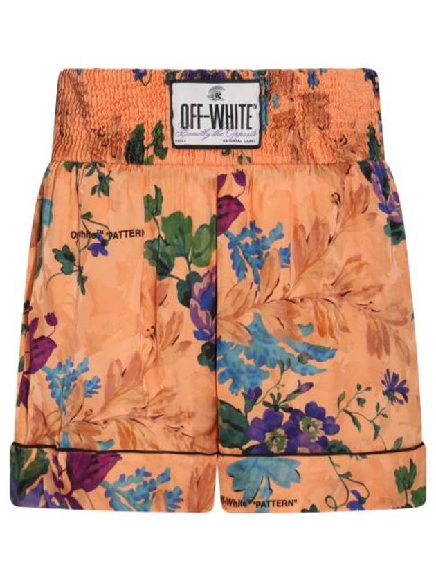 Logo Patch Floral Print Shorts Peach Orange - OFF WHITE - BALAAN 2