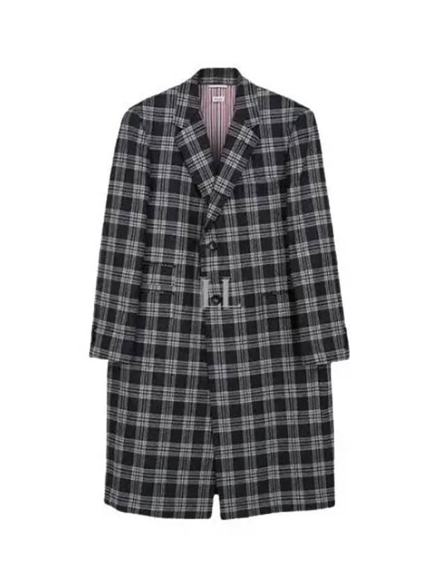 Men's Prince Of Wales Lambswool Single Coat Medium Grey - THOM BROWNE - BALAAN 2