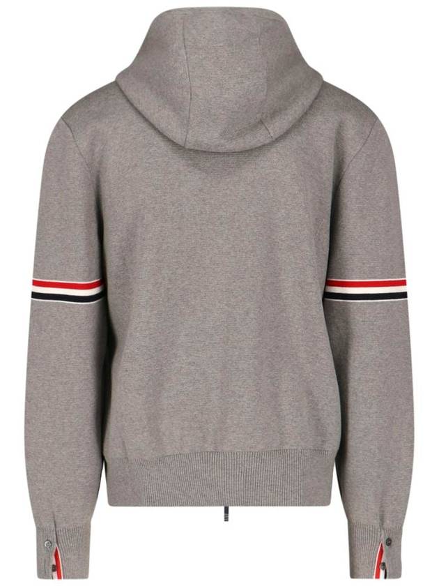 Cotton Milano Armband Zip Up Hoodie Light Grey - THOM BROWNE - BALAAN 4