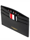 Stripe Note Compartment Pebble Grain Leather Card Wallet Black - THOM BROWNE - BALAAN 3