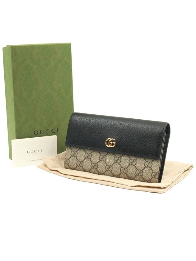 GG Supreme Canvas Black Leather Gold Plated Marmont Long Wallet 456116 - GUCCI - BALAAN 2