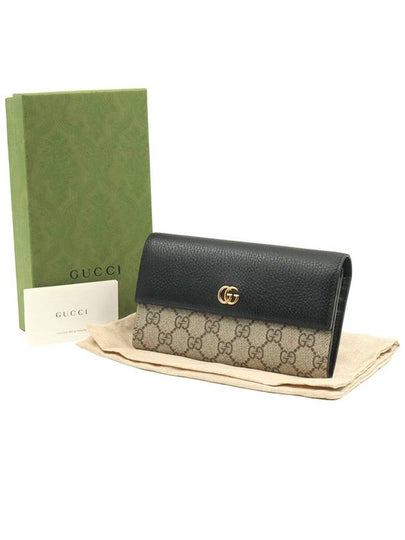 GG Supreme Canvas Black Leather Gold Plated Marmont Long Wallet - GUCCI - BALAAN 2