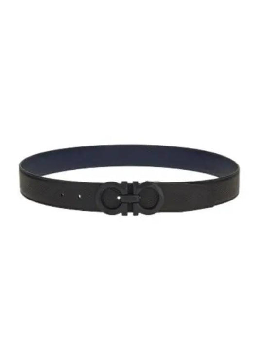 Gancini Buckle Reversible Leather Belt Navy Black - SALVATORE FERRAGAMO - BALAAN 2