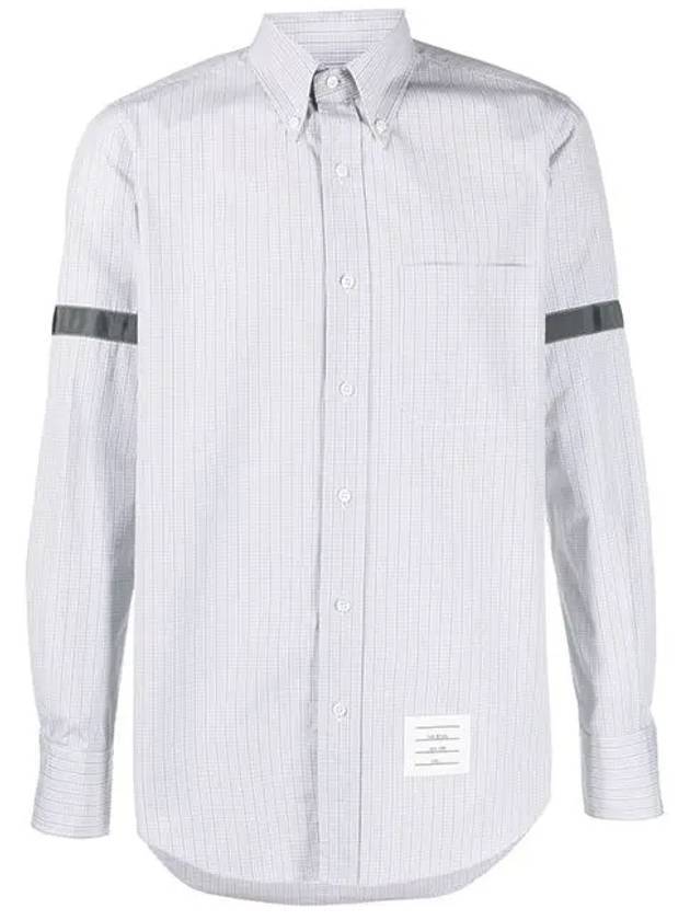 Men's Micro Check Poplin Long Sleeve Shirt Medium Grey - THOM BROWNE - BALAAN 1