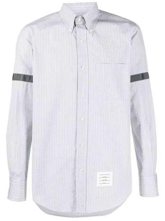 Men's Micro Check Poplin Long Sleeve Shirt Medium Grey - THOM BROWNE - BALAAN 1