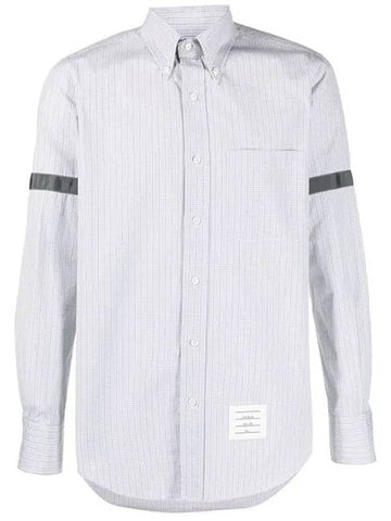 Men's Micro Check Poplin Long Sleeve Shirt Medium Grey - THOM BROWNE - BALAAN 1