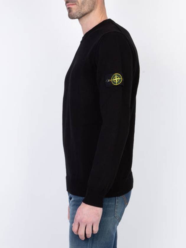 Wappen Patch Crew Neck Knit Top Black - STONE ISLAND - BALAAN 3