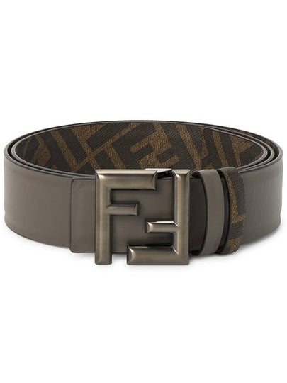 FF Logo Buckle Leather Belt Brown - FENDI - BALAAN 2