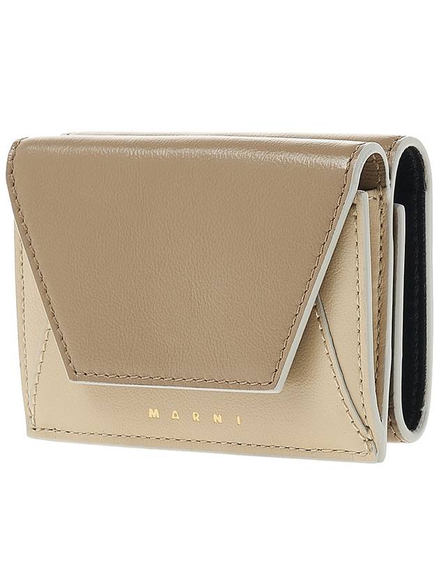 Logo Leather Half Wallet Beige - MARNI - BALAAN 3