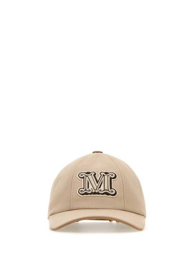 Libero M Monogram Embroidered Cotton Ball Cap Beige - MAX MARA - BALAAN 1