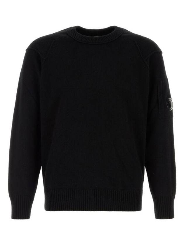 Lambswool GRS Crew Neck Knit Top Black - CP COMPANY - BALAAN 2