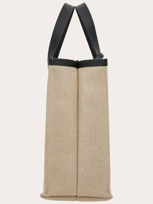 Signature Canvas Tote Bag Natural - SALVATORE FERRAGAMO - BALAAN 3