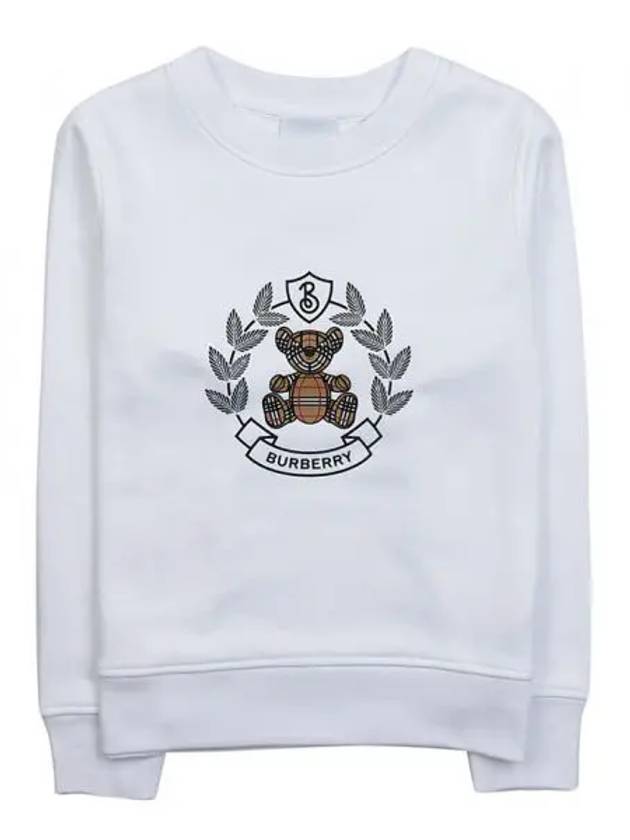 Kids Crest Bear Print Sweatshirt White - BURBERRY - BALAAN 2