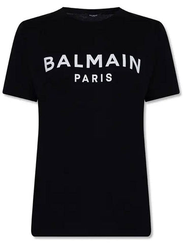 Logo Print Short Sleeve T-Shirt Black - BALMAIN - BALAAN 1